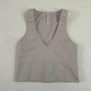 Athleta Ribbed Crop Tank Top Women’s XS Gray V-Neck Sleeveless Activewear